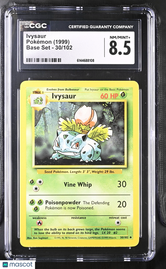 Ivysaur 30/102 Base Set Unlimited 1999 WOTC English Pokemon CGC 8.5 NM/Mint+