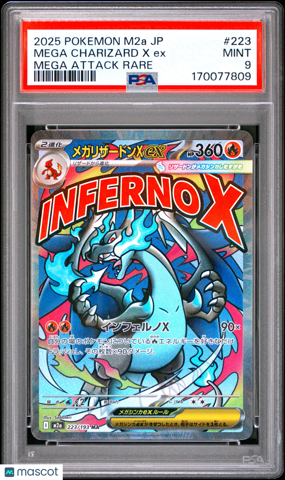 PSA 9 Mint Mega Charizard X ex 223/193 MA Mega Dream ex Japanese Pokemon