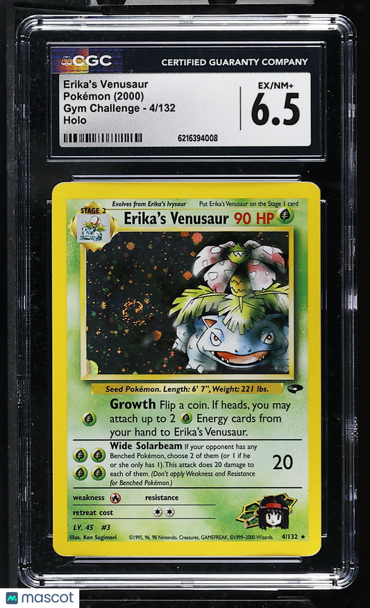 CGC 6.5 EX/NM+ Erika's Venusaur 4/132 Holo Gym Challenge Pokemon Card