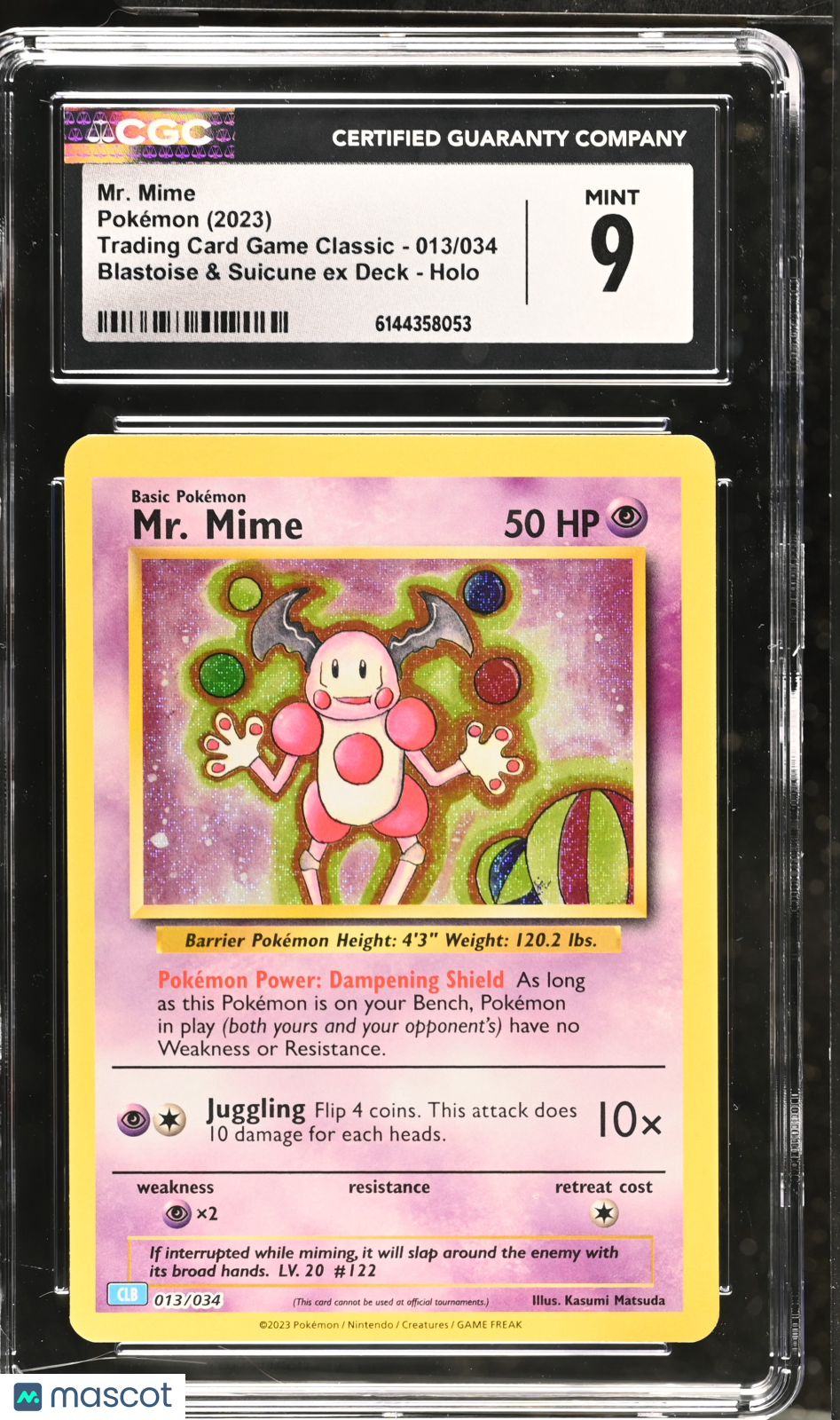 Mr. Mime 013/034 Holo Pokemon TCG Classic CLB 2023 English CGC 9 Mint