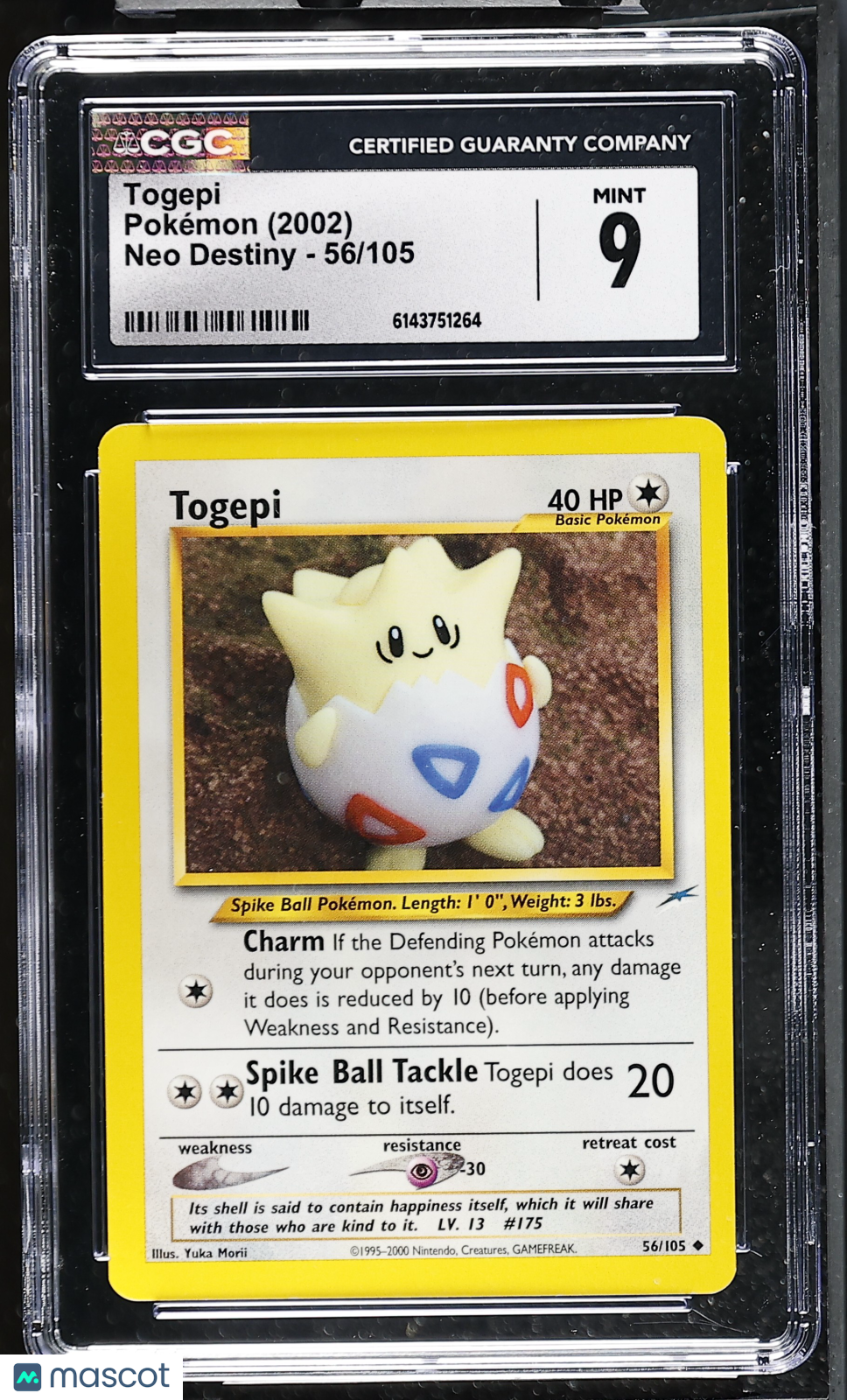 CGC 9 Mint Togepi 56/105 Neo Destiny 2002 Pokemon Card