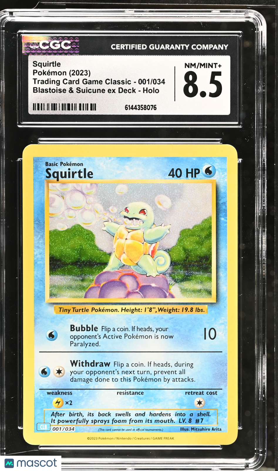 Squirtle 001/034 Holo Pokemon TCG Classic CLB 2023 English CGC 8.5 NM/Mint+