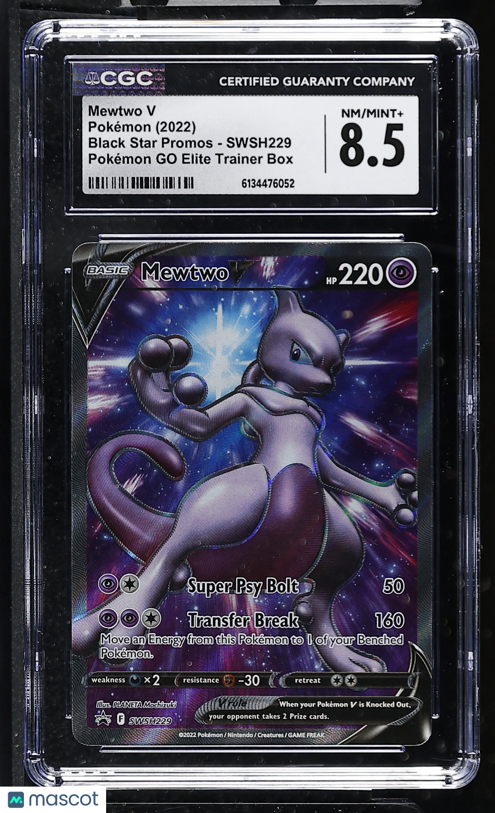 CGC 8.5 NM/Mint+ Mewtwo V SWSH229 Pokemon GO ETB Black Star Promo Holo