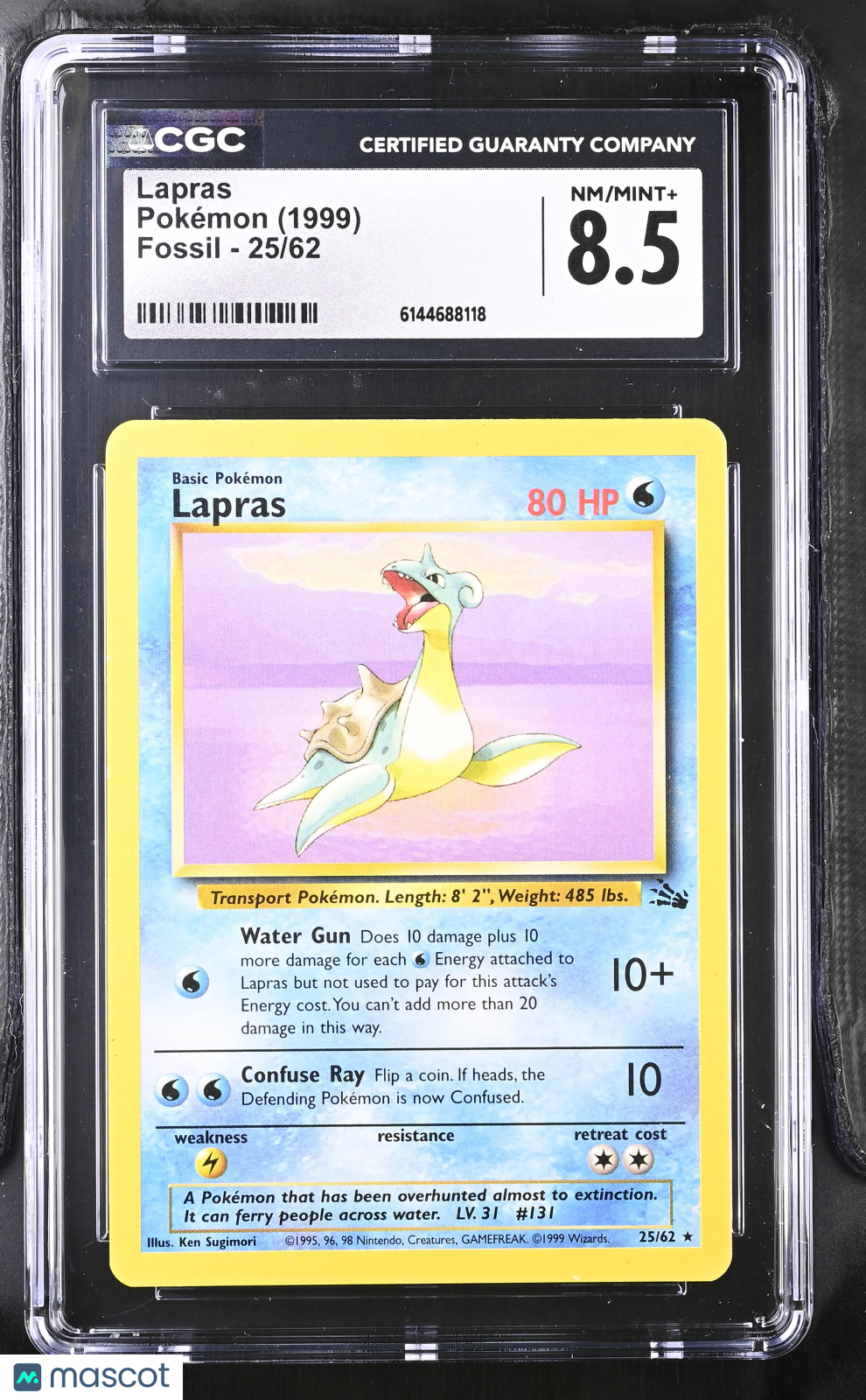 Lapras 25/62 Fossil Unlimited 1999 WOTC English Pokemon CGC 8.5 NM/Mint+