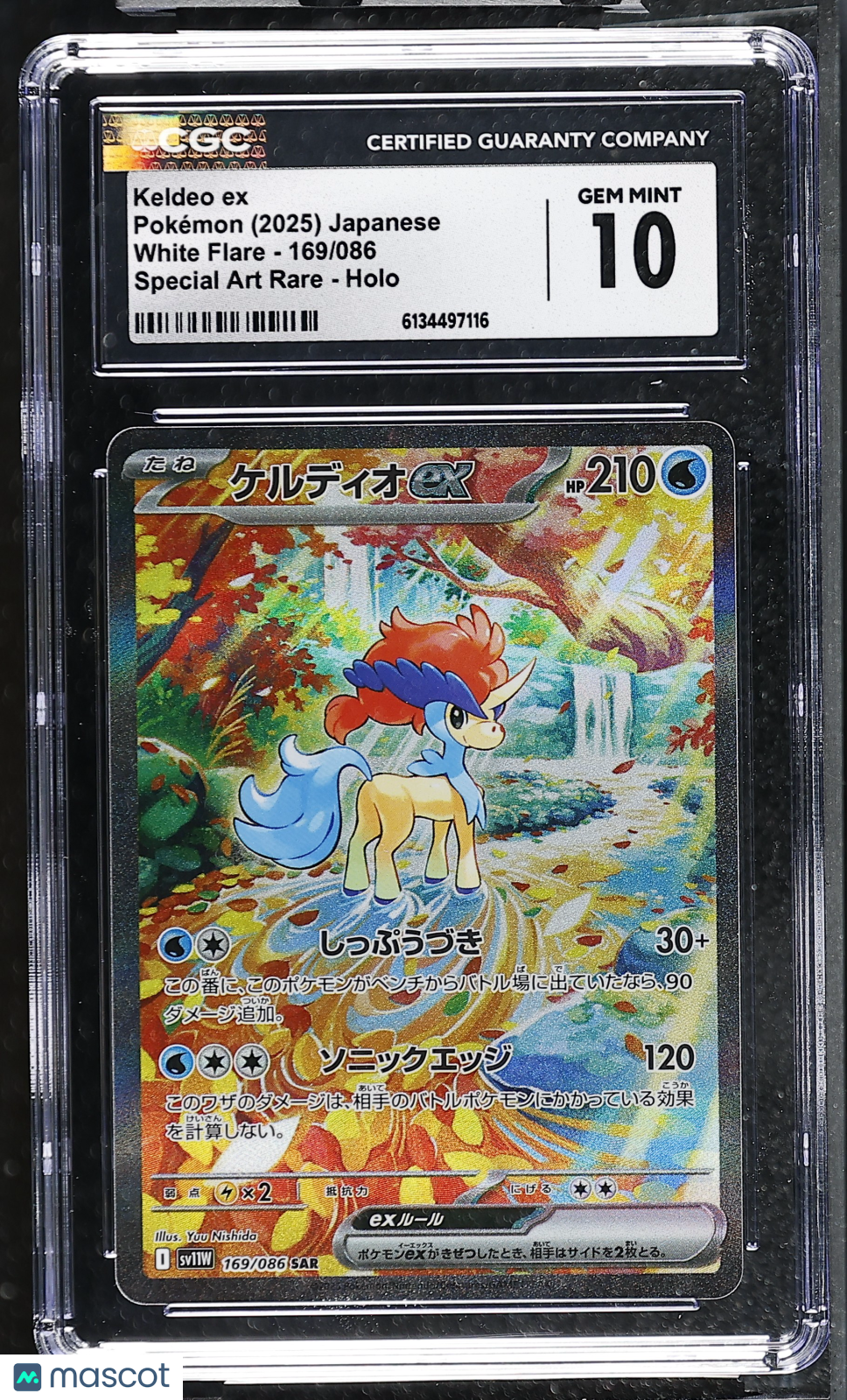 CGC 10 Gem Mint Keldeo ex SAR 169/086 White Flare SV11W Japanese Pokemon