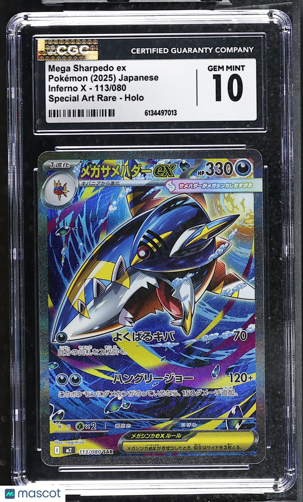 CGC 10 Gem Mint Mega Sharpedo ex SAR 113/080 Inferno X M2 Japanese Pokemon