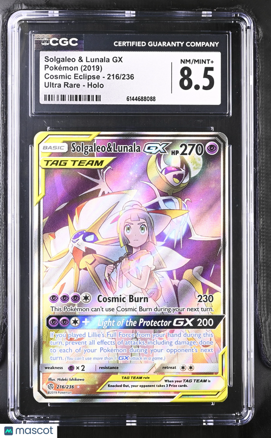 Solgaleo & Lunala GX #216/236 2019 Pokemon Cosmic Eclipse CGC 8.5