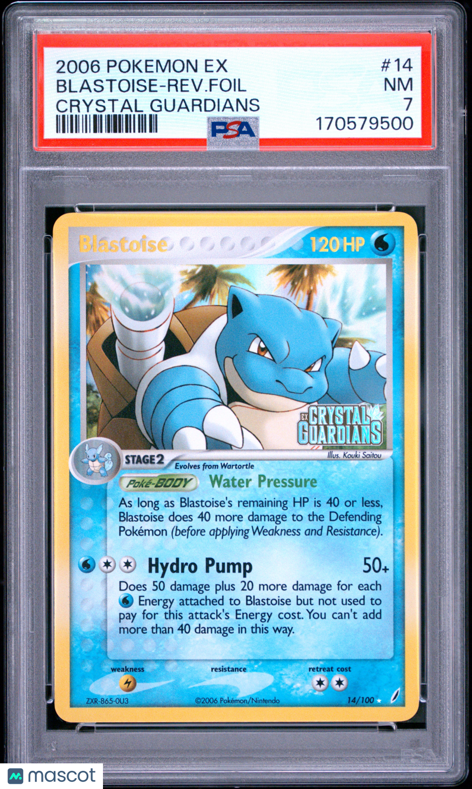PSA 7 NM Blastoise 14/100 Reverse Holo EX Crystal Guardians Pokemon Card 2006