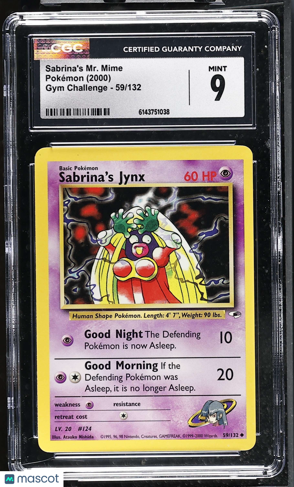 Sabrina's Mr. Mime 59/132 Gym Challenge Unlimited 2000 Pokemon CGC 9 Mint