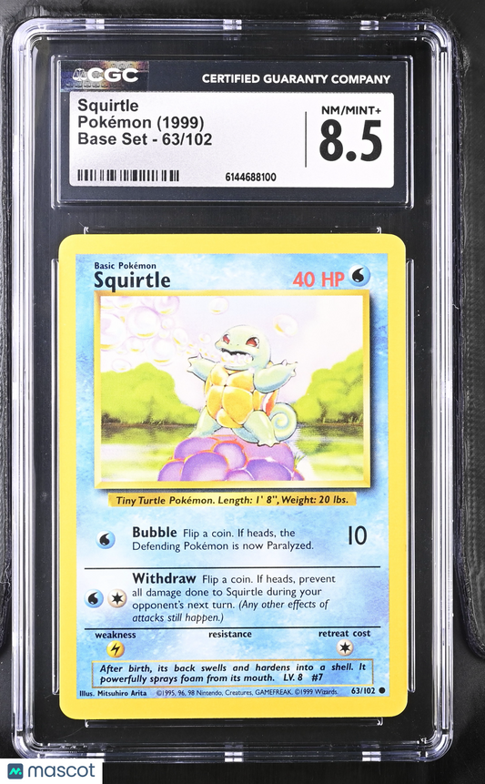 Squirtle #63/102 1999 Pokemon Base Set CGC 8.5