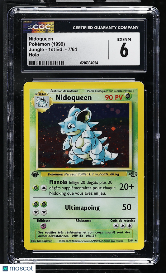 CGC 6 EX/NM Nidoqueen 7/64 1st Edition Holo Jungle French Pokemon Card