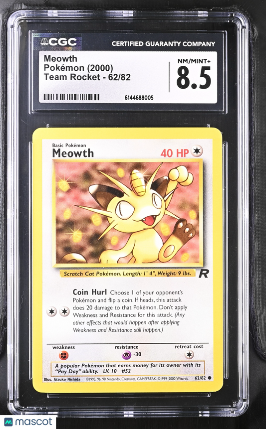 Meowth #62/82 2000 Pokemon Team Rocket CGC 8.5