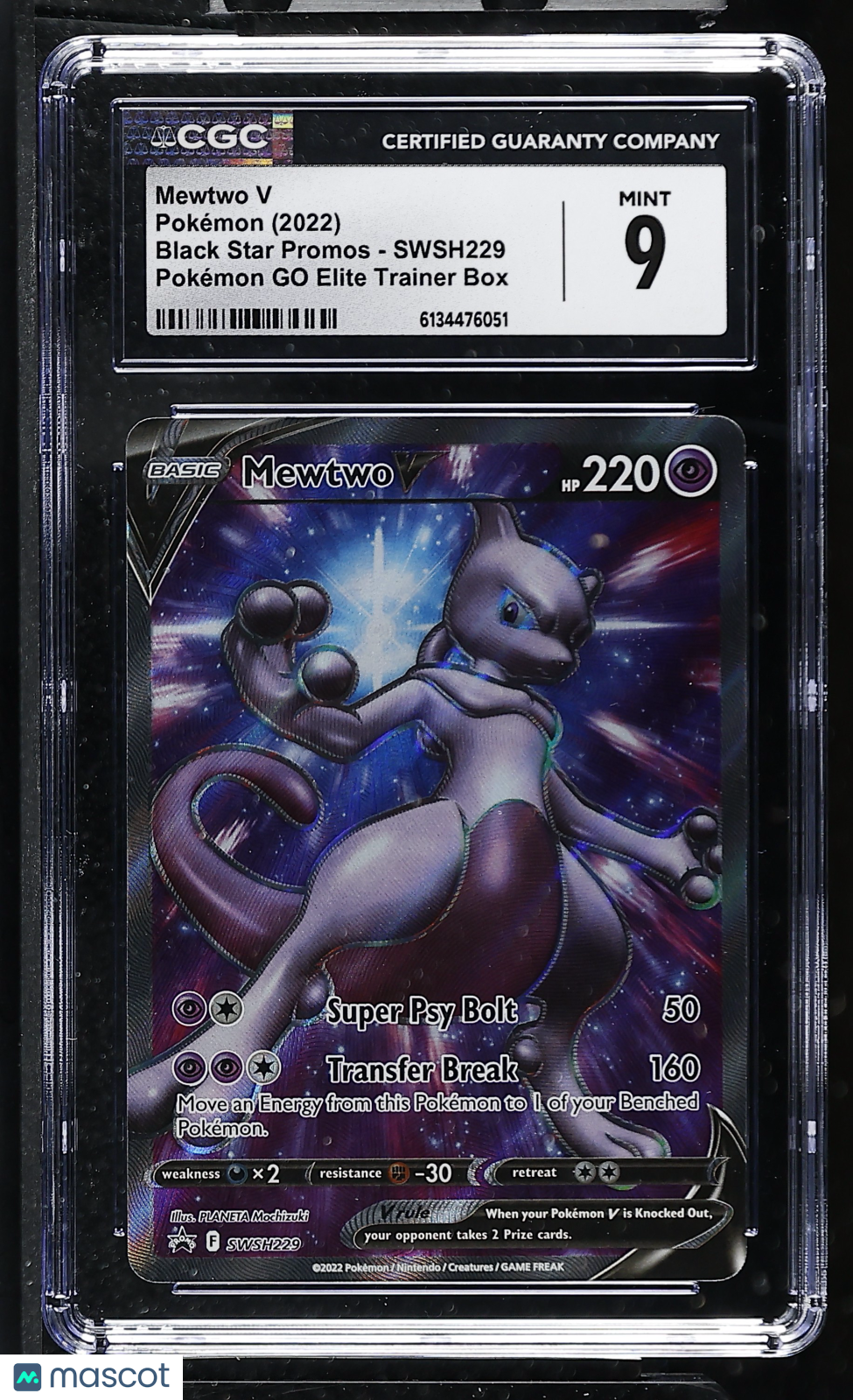 CGC 9 Mint Mewtwo V SWSH229 Pokemon GO ETB Black Star Promo Holo