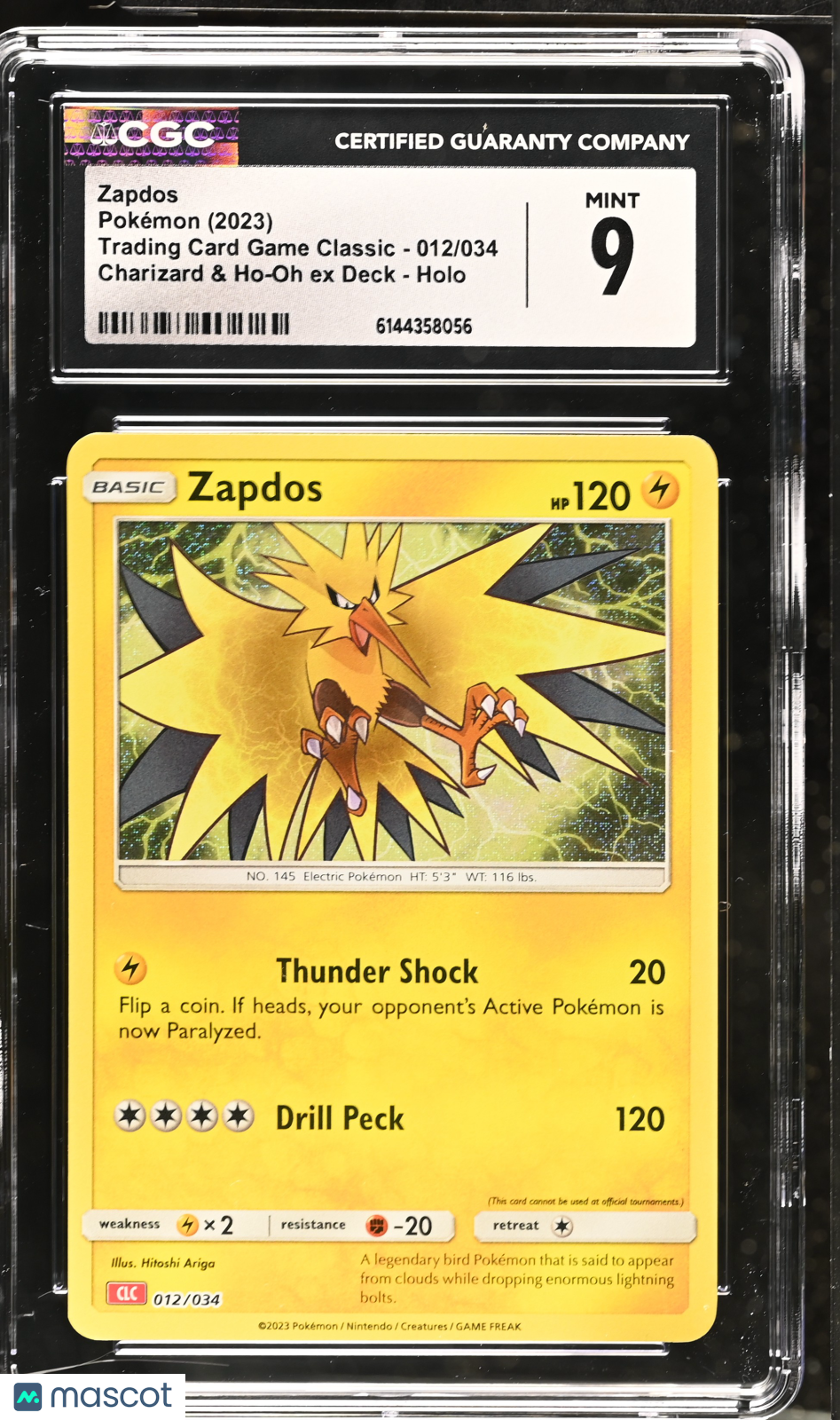 Zapdos 012/034 Holo Pokemon TCG Classic CLC 2023 English CGC 9 Mint