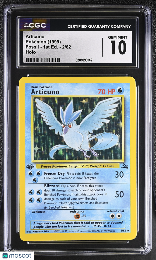CGC 10 Gem Mint Articuno 2/62 1st Edition Holo Fossil Pokemon Card