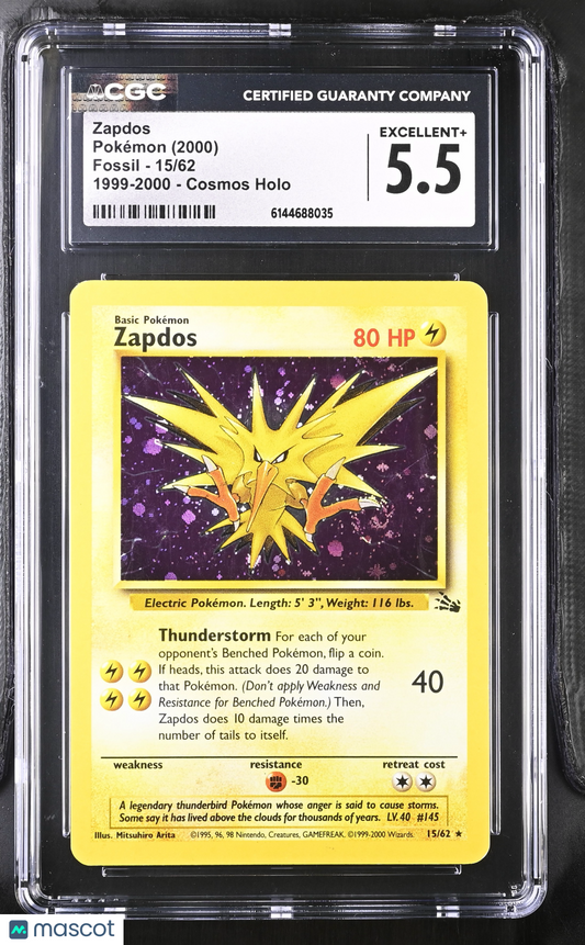 Zapdos #15/62 2000 Pokemon Fossil CGC 5.5