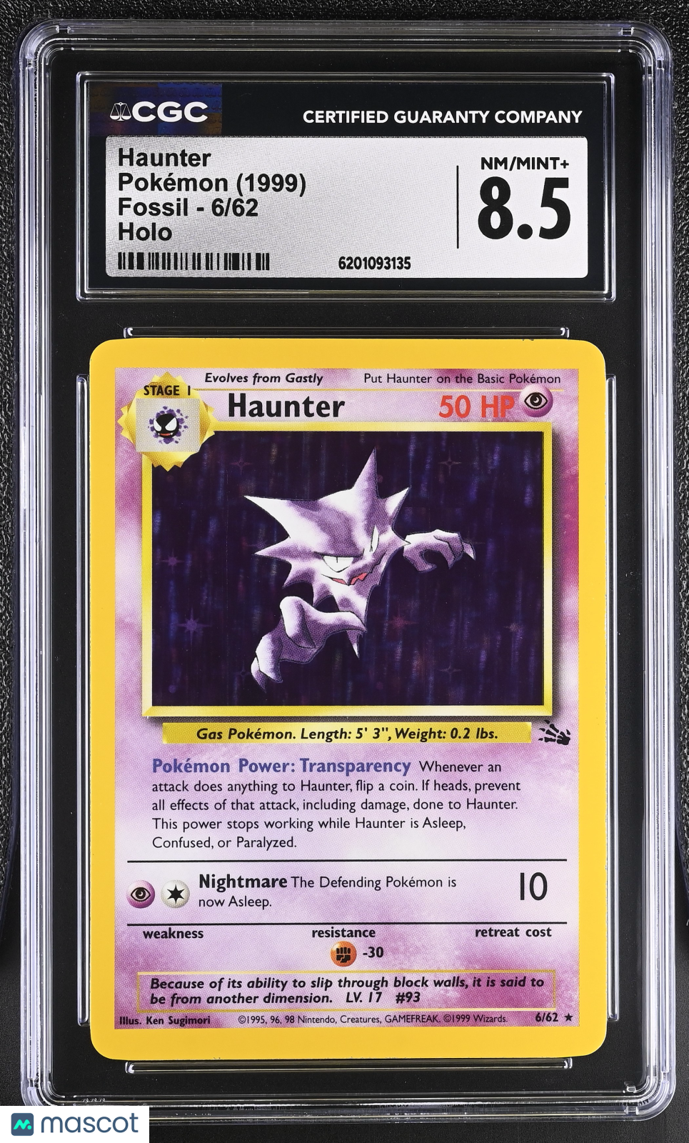 CGC 8.5 NM/Mint+ Haunter 6/62 Holo Fossil Pokemon Card