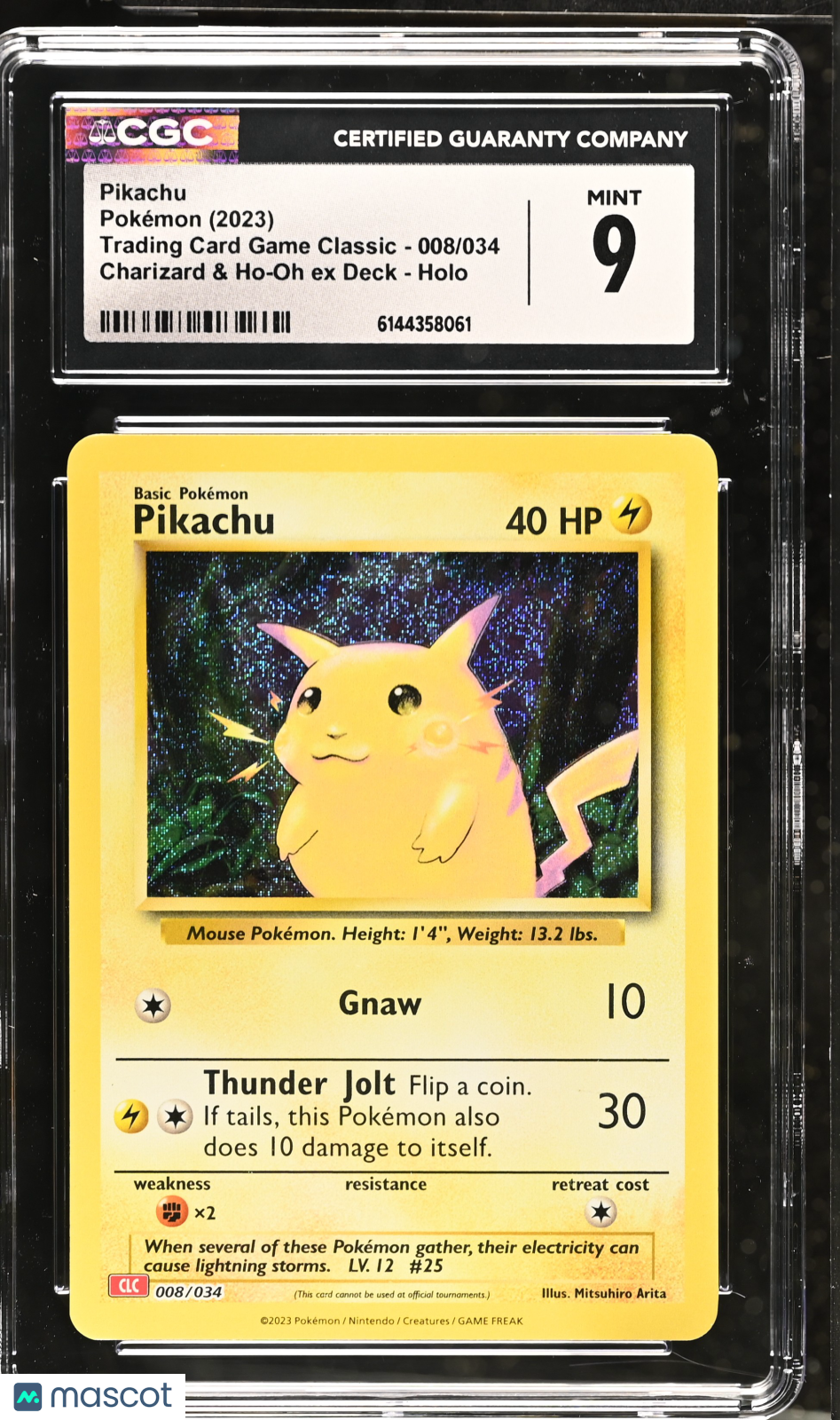 Pikachu 008/034 Holo Pokemon TCG Classic CLC 2023 English CGC 9 Mint