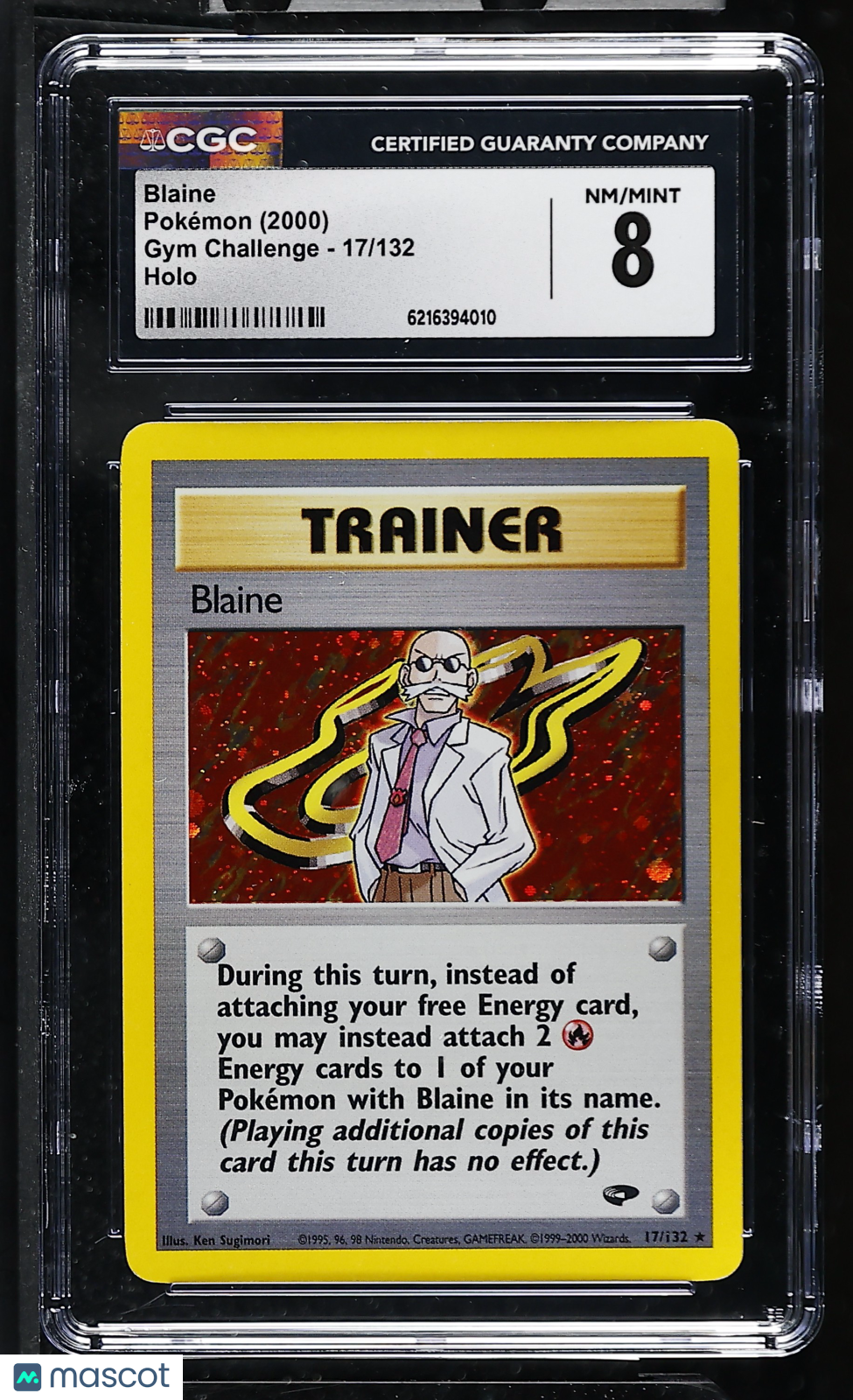 CGC 8 NM/Mint Blaine 17/132 Holo Gym Challenge Pokemon Card