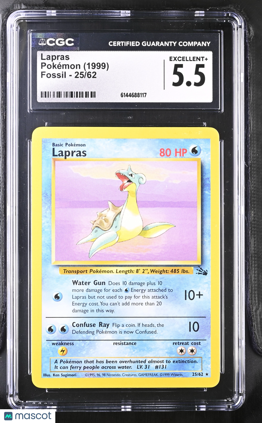 Lapras 25/62 Fossil Unlimited 1999 WOTC English Pokemon CGC 5.5 EX+