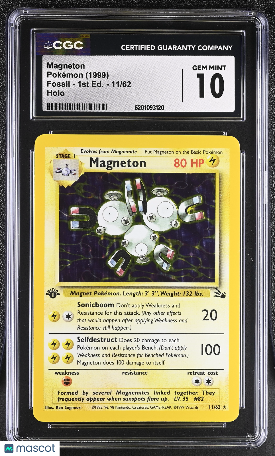 CGC 10 Gem Mint Magneton 11/62 1st Edition Holo Fossil Pokemon Card