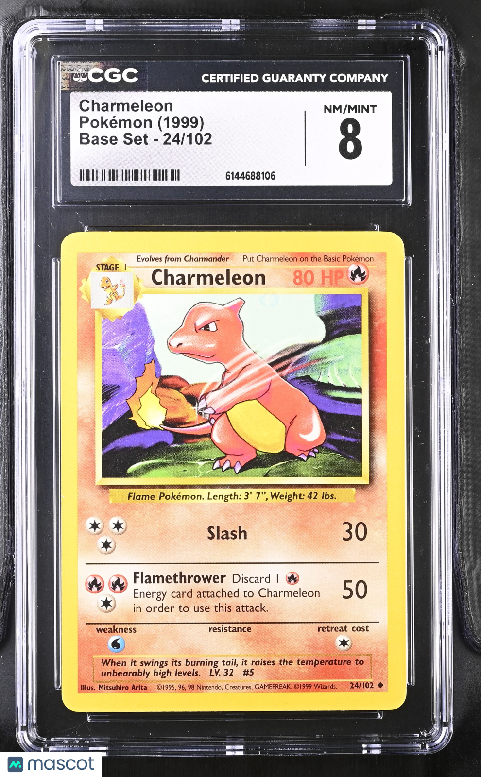 Charmeleon 24/102 Base Set Unlimited 1999 WOTC English Pokemon CGC 8 NM/Mint