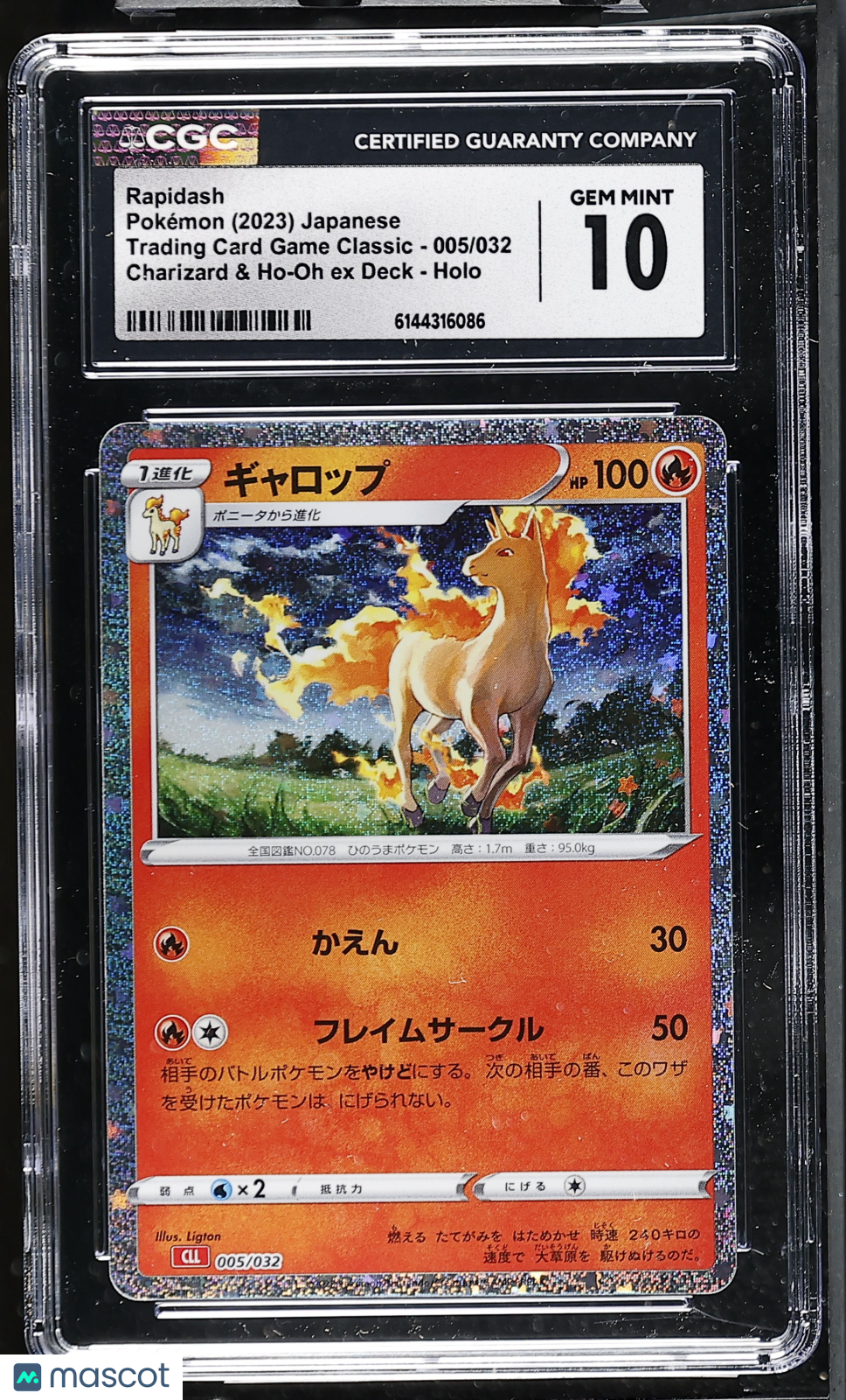CGC 10 Gem Mint Rapidash 005/032 Holo Pokemon Card Game Classic CLL Japanese