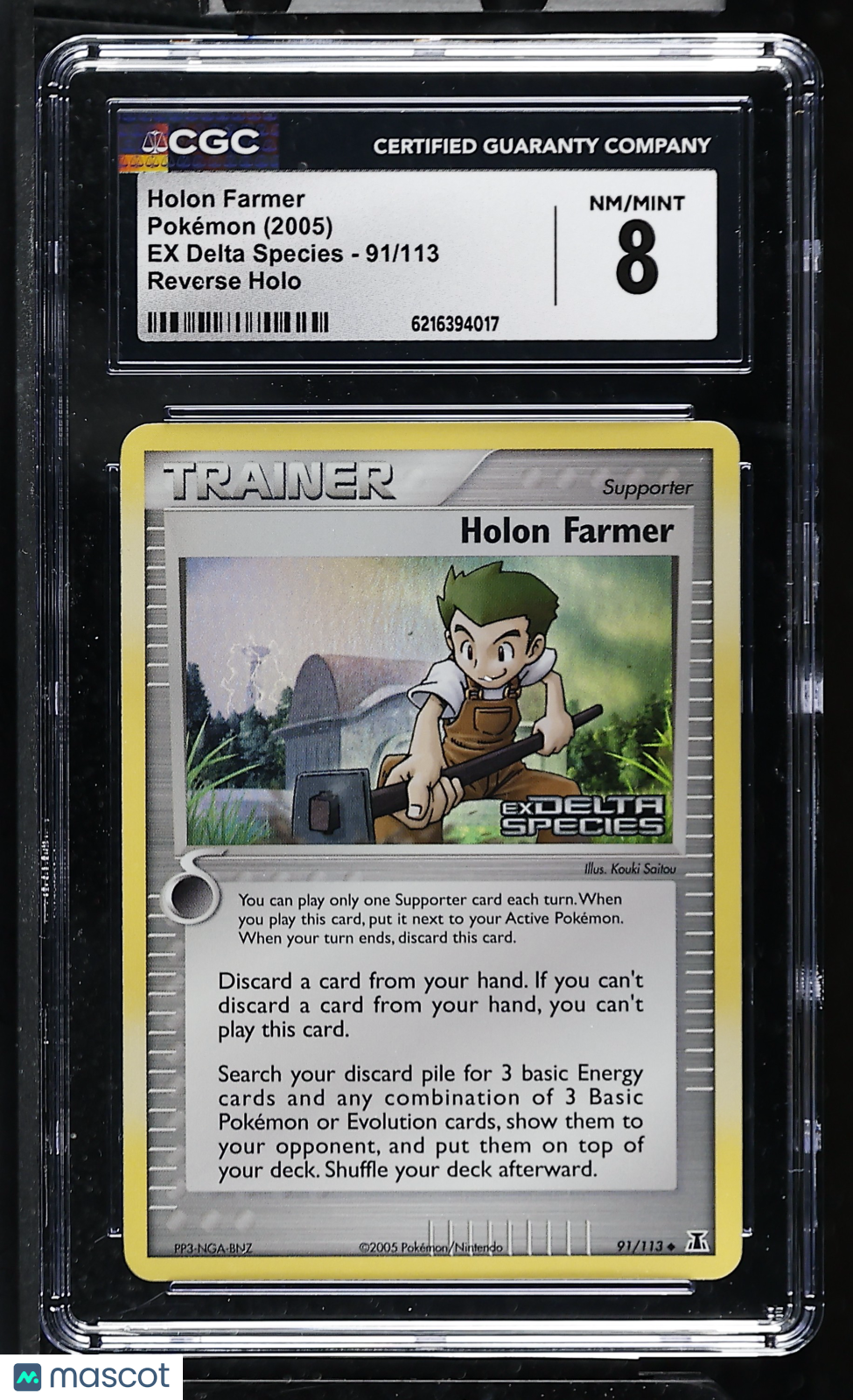 CGC 8 NM/Mint Holon Farmer 91/113 Reverse Holo EX Delta Species Pokemon Card
